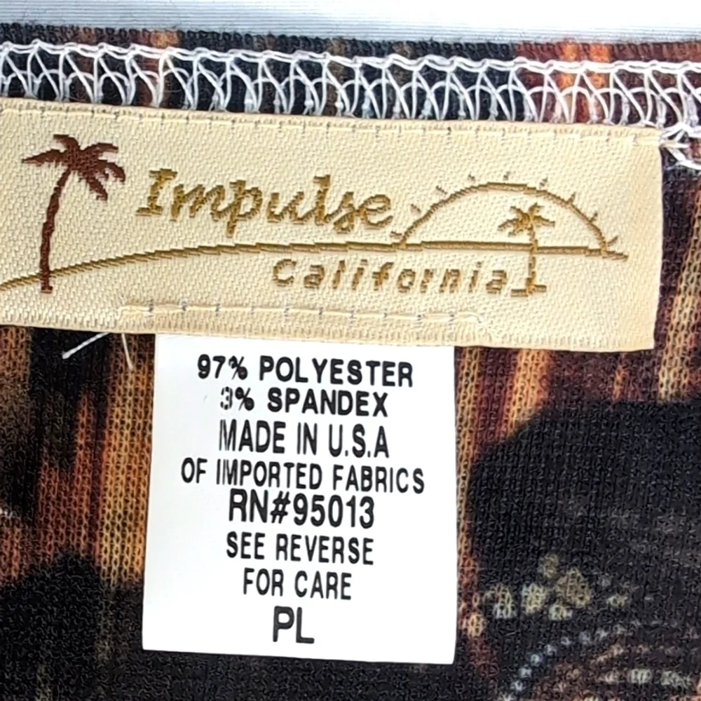 Impulse California 3/4 Sleeve Fun Multicolor Animal Print Top Size LP